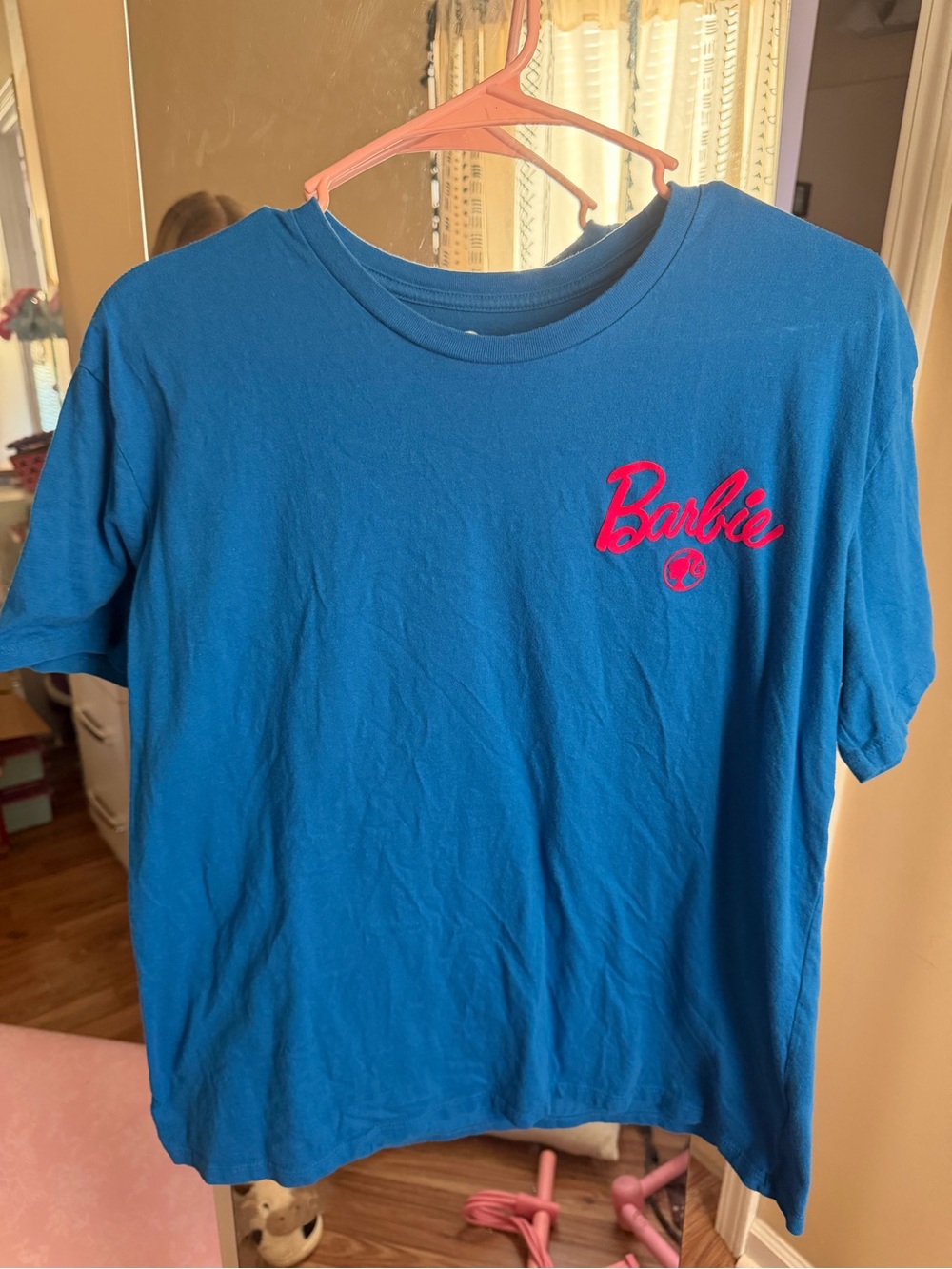 Barbie Teal Blue Short Sleeve Tee with Hot Pink Logo